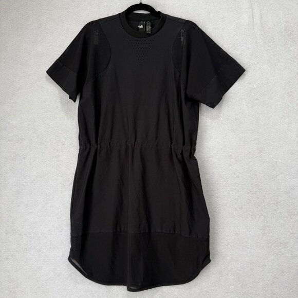 Adidas Dress Womens XS Black T-Shirt Short Sleeve Perforated Drawcord Athletic - Picture 1 of 11